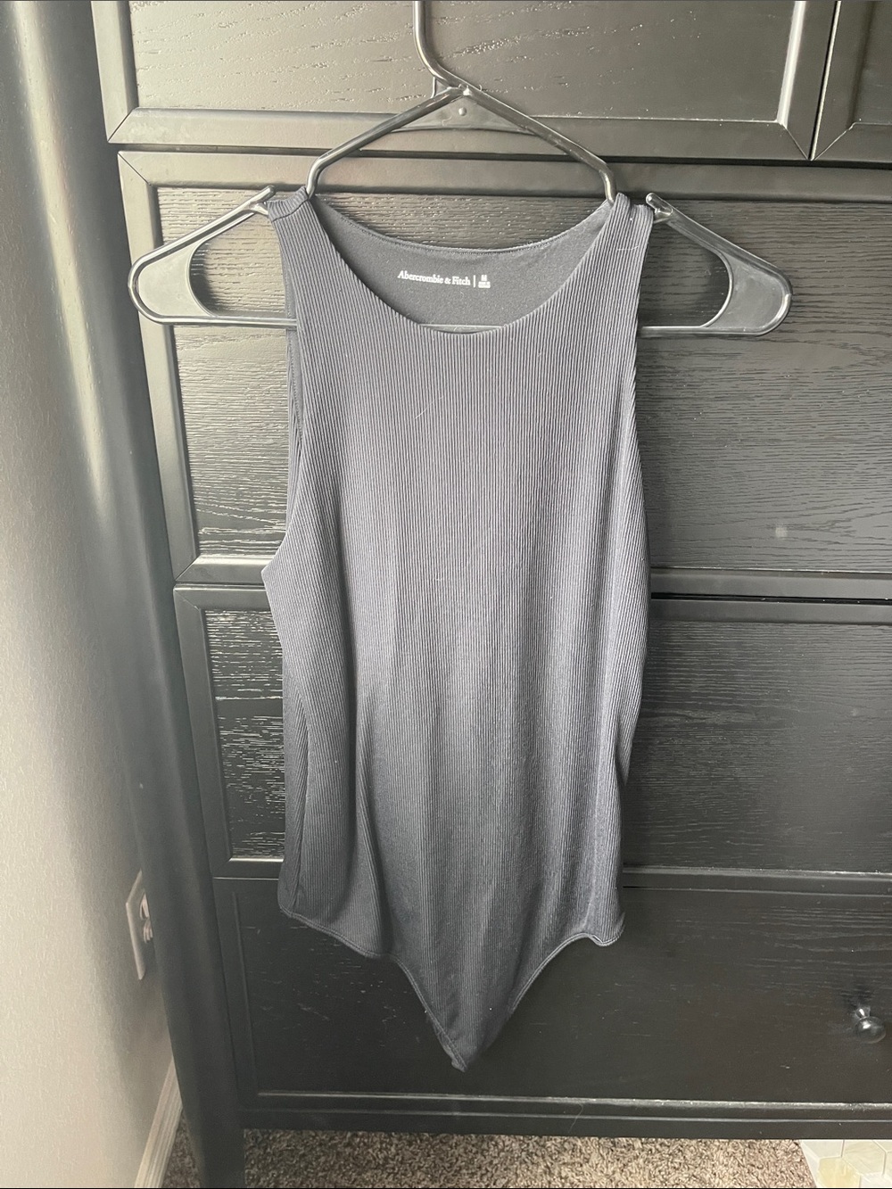 Abercrombie & Fitch Black Ribbed Crewneck Bodysuit